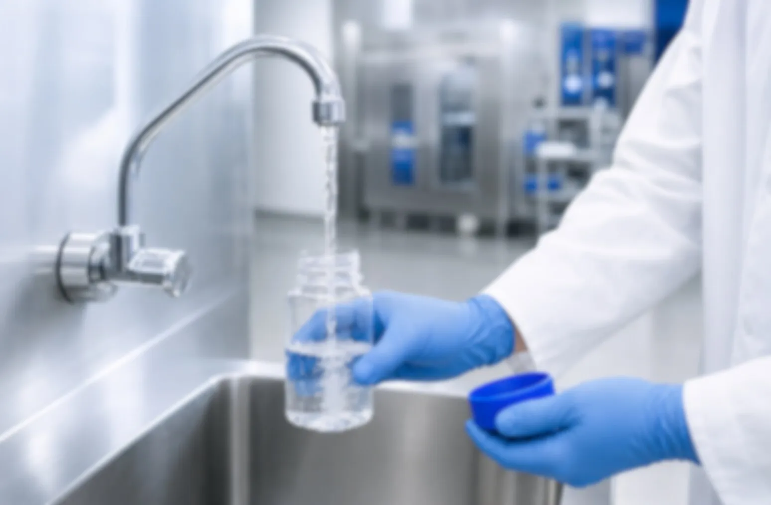 Critical water sample collection at a sterile processing sink