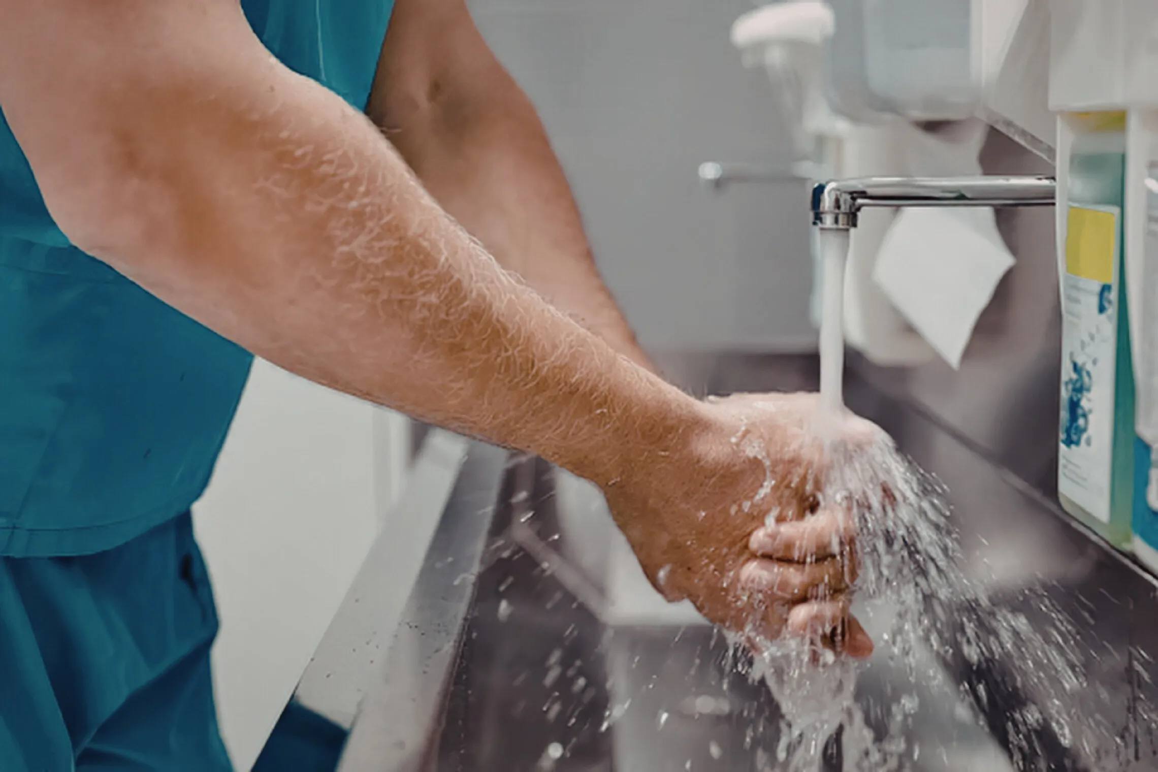 Critical water testing at a hospital scrub sink