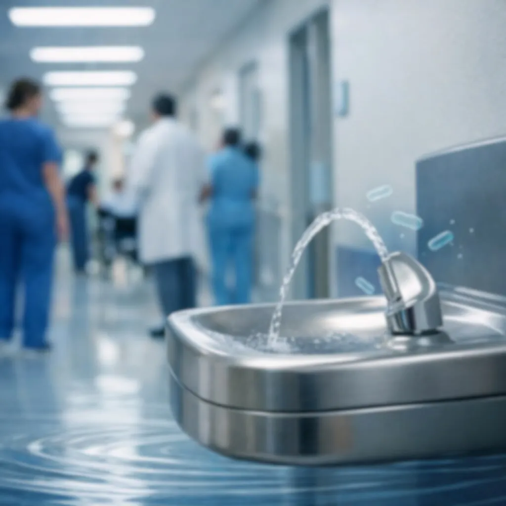 Drinking fountain in a hospital corridor