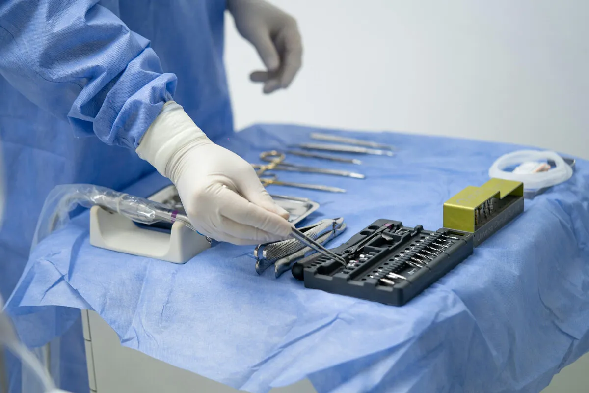 Sterile processing instruments on a tray