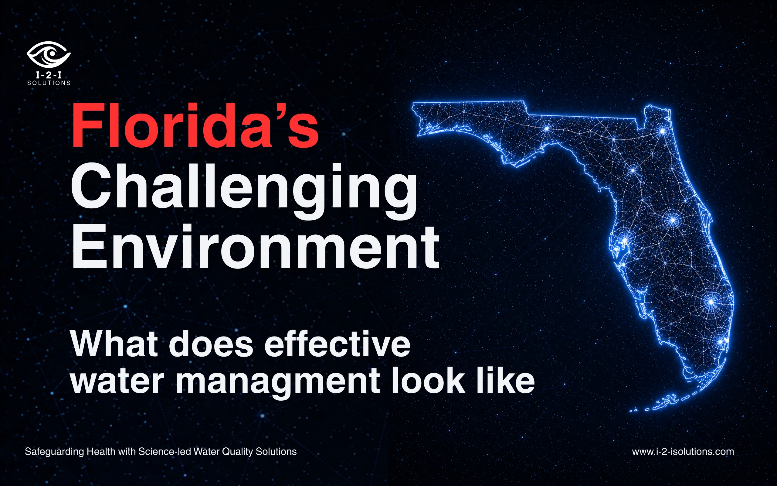 Infographic showing how Florida climate conditions influence building water system challenges, water management programs, routine monitoring and testing, and data-driven decision-making in occupied facilities.